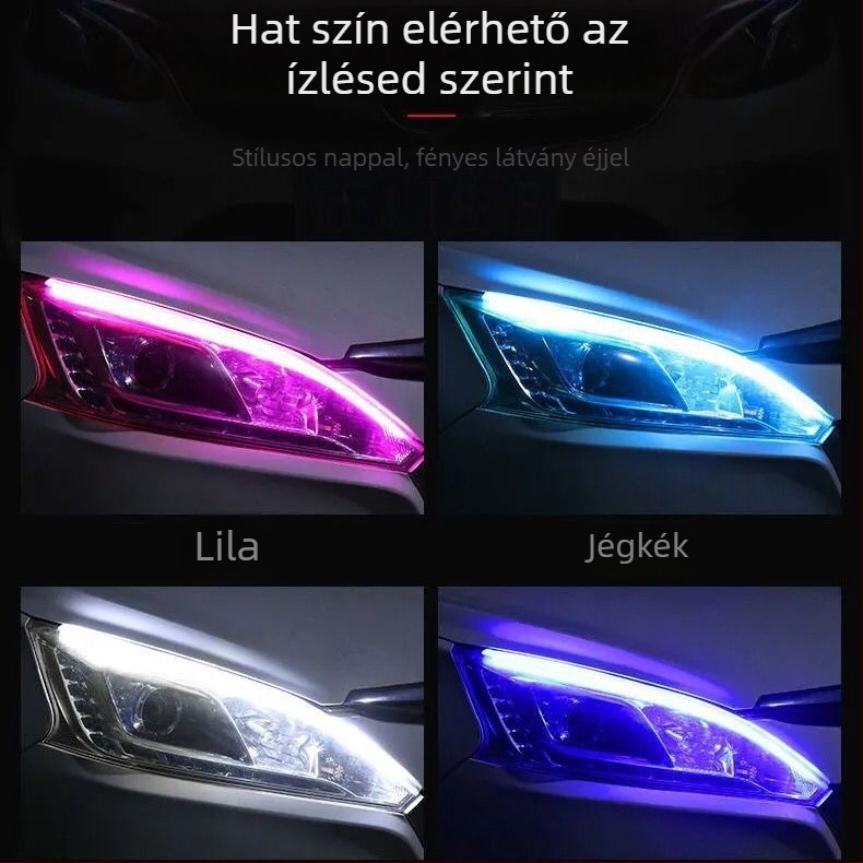 Flowing Turn Signal Daytime Running Lights Eyebrow – beépített LED-szalag autóhoz, PVC, 12V, 1.5W, LED 304560