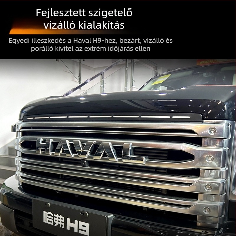 Haval H9-hez integrált LED nappali fényekkel ellátott első rács – szilikon bevonat és gumiból készült konstrukció, 220W, 001-es modell, testreszabható