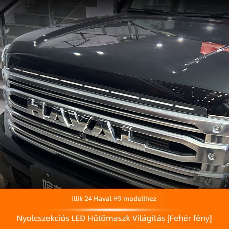 Haval H9-hez integrált LED nappali fényekkel ellátott első rács – szilikon bevonat és gumiból készült konstrukció, 220W, 001-es modell, testreszabható