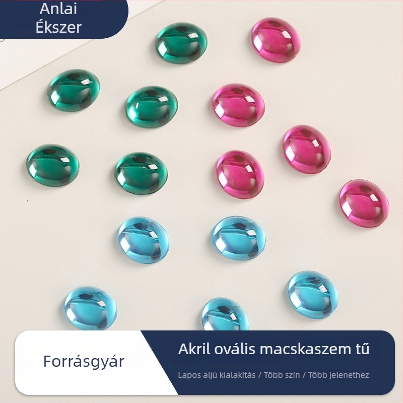 4-25 mm-es akril gyémántok, sík ovális, macskaszem hatású, DIY ruházathoz és babákhoz készült kiegészítők
