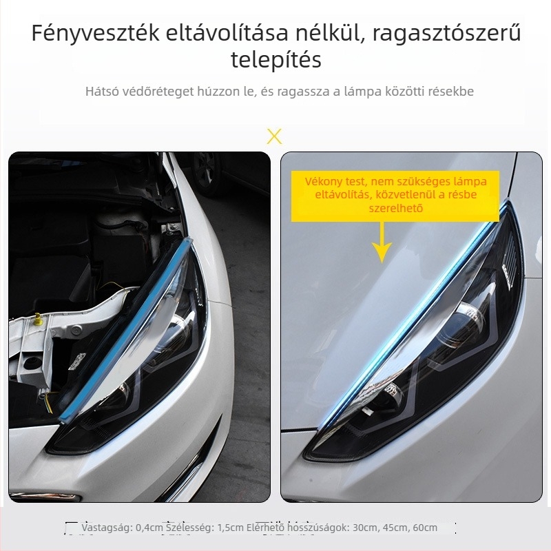 RGB LED autó világítási csík, 12V univerzális, ultra vékony, nappali fény és irányjelző