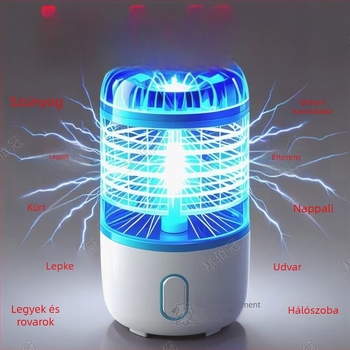 Plug-in szúnyogirtó lámpa kék fénnyel és plazma atomizációval, 61 m²+ lefedettség, levehető akkumulátor, nem újratölthető, akkumulátor üzemidő >12 óra