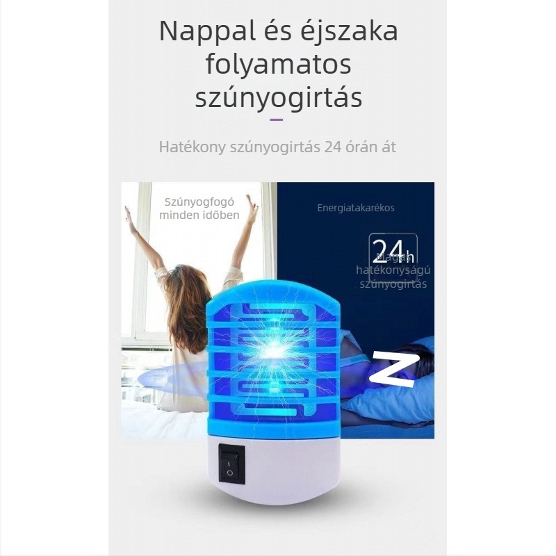 Plug-in szúnyogirtó lámpa kék fénnyel és plazma atomizációval, 61 m²+ lefedettség, levehető akkumulátor, nem újratölthető, akkumulátor üzemidő >12 óra