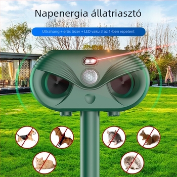 HT610 Napelemes kültéri kártevőriasztó madarak, kutyák, egerek és rovarok számára – Okos, csendes szúnyogriasztó, 5V, 13–45 kHz, 3W, ABS ház, újratölthető