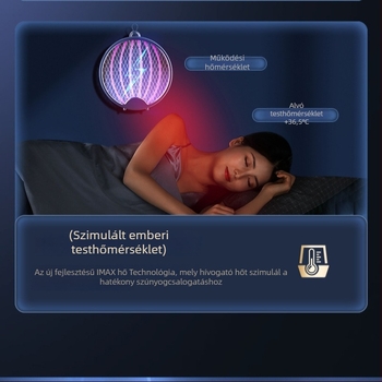 Elektronikus szúnyogcsapó, újra tölthető, 2 az 1-ben: szúnyogirtó lámpa és csapó, ABS burkolat, 10 m²-ig lefedettség