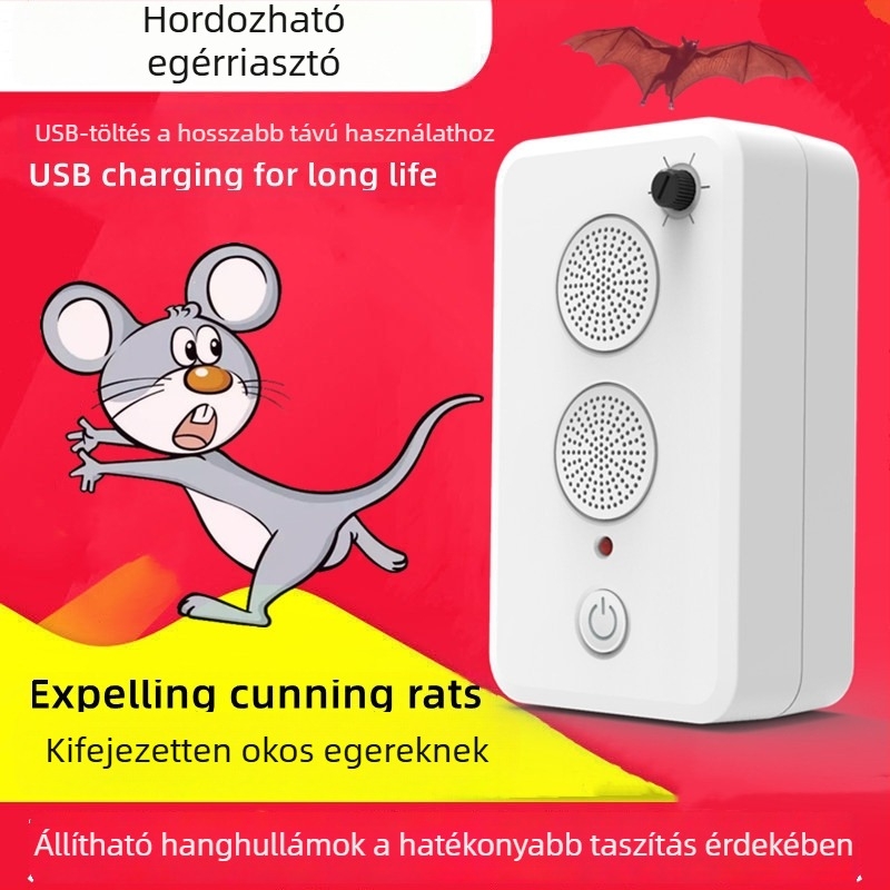 Autóba szerelhető ultrahangos egérriasztó, otthoni falra szerelhető