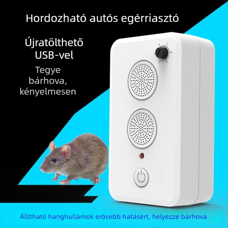 Autóba szerelhető ultrahangos egérriasztó, otthoni falra szerelhető