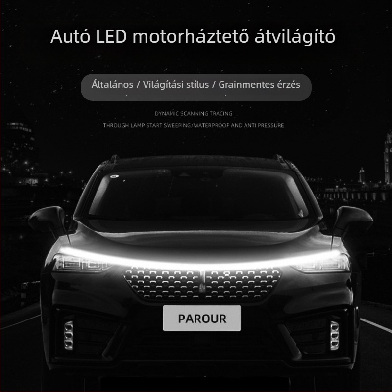 Autó motorháztető LED DRL áthaladó típus (IP68, 12V, 12W, 10000 lm, 0,2 A)