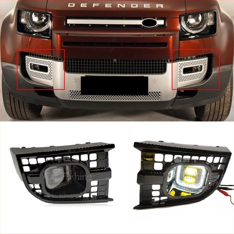 Land Rover Defender/Guardian ködlámpa angyalszemekkel – ABS+LED, 12V, IP67, 800lm, 6000K