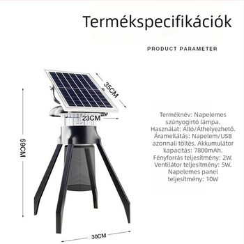 Napelemes kültéri szúnyogirtó lámpa fotokatalizátorral — vízálló a kerthez és az udvarhoz, modell 00-86, Youmu márka, 220V