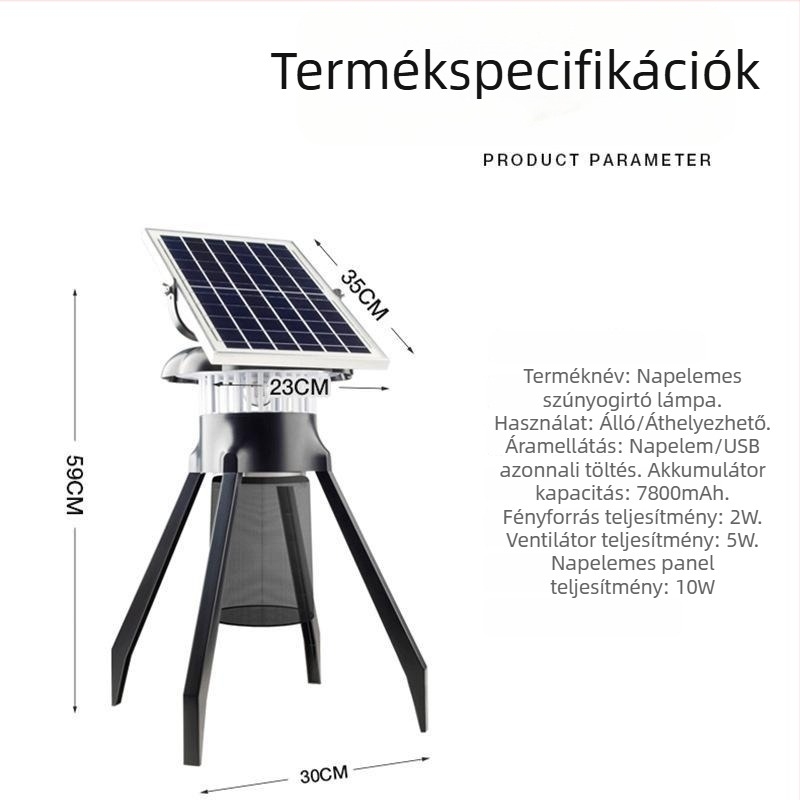 Napelemes kültéri szúnyogirtó lámpa fotokatalizátorral — vízálló a kerthez és az udvarhoz, modell 00-86, Youmu márka, 220V