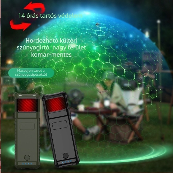 USB-s újratölthető szúnyogirtó lámpa beltéri és kültéri használatra, 8–12 órás üzemidő, 1500 mAh+ akkumulátor