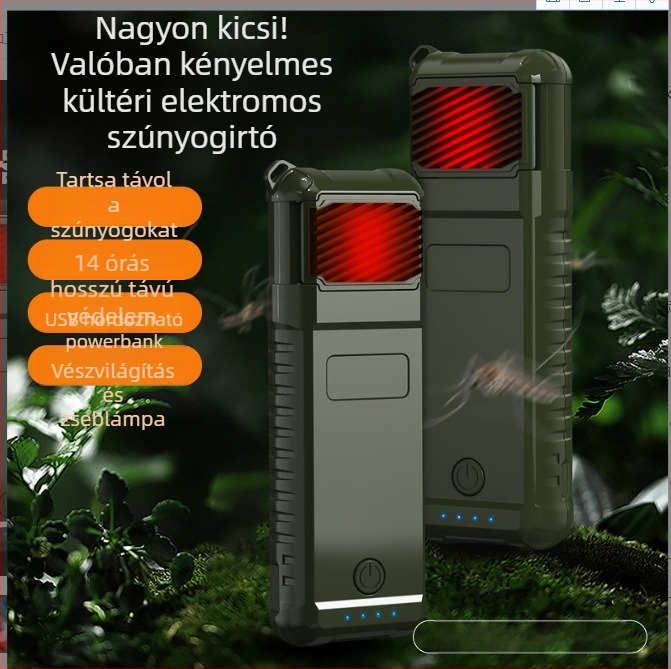 USB-s újratölthető szúnyogirtó lámpa beltéri és kültéri használatra, 8–12 órás üzemidő, 1500 mAh+ akkumulátor