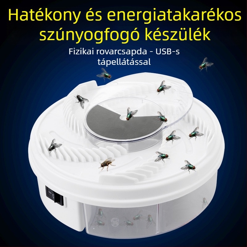 Automata légyfogó otthoni használatra, ABS ház, 10 m² lefedettség, fényforrás nélküli, akkumulátor nélküli