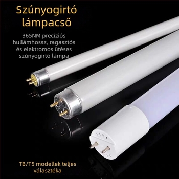 Szúnyogirtó cső lámpa ragadós csapdával, éttermi használatra, modell T5-8W/10W, kék-lila fény