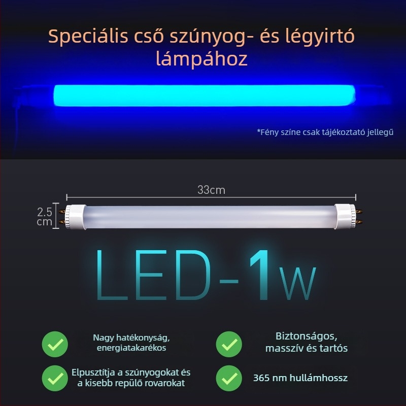 Szúnyogirtó cső lámpa ragadós csapdával, éttermi használatra, modell T5-8W/10W, kék-lila fény