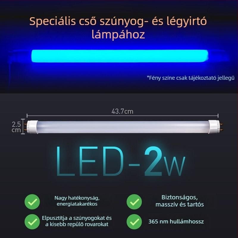 Szúnyogirtó cső lámpa ragadós csapdával, éttermi használatra, modell T5-8W/10W, kék-lila fény