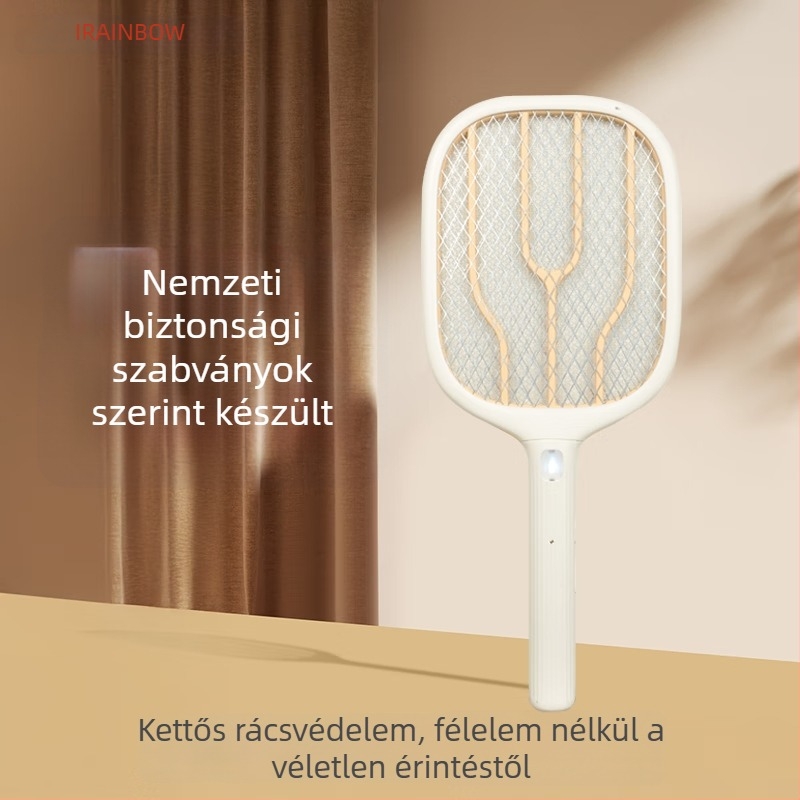 Rainbow Elektromos szúnyogcsapó Ni-Zn-Fe hálóval, töltés 1–3 óra, beépített akkumulátor ≤500 mAh, üzemidő 8–12 óra