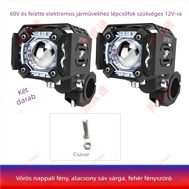 MT5 Dual-lencsés LED fényszóró motorhoz, 30W, DC12-50V, alumínium ház