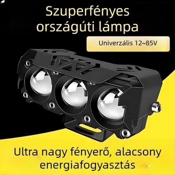 Motorkerékpárhoz külső LED-reflektor lencsével, három- vagy négy LED-es, magas és alacsony fénysugár, ultra‑fényes LED világítás