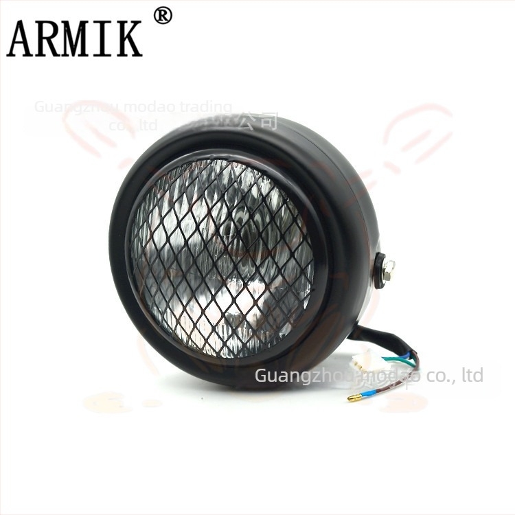 ARMIK MD-FGDD-015 Motorkerékpár fényszóró — 12V, 35W halogén, rácsos kivitel, fém és üveg