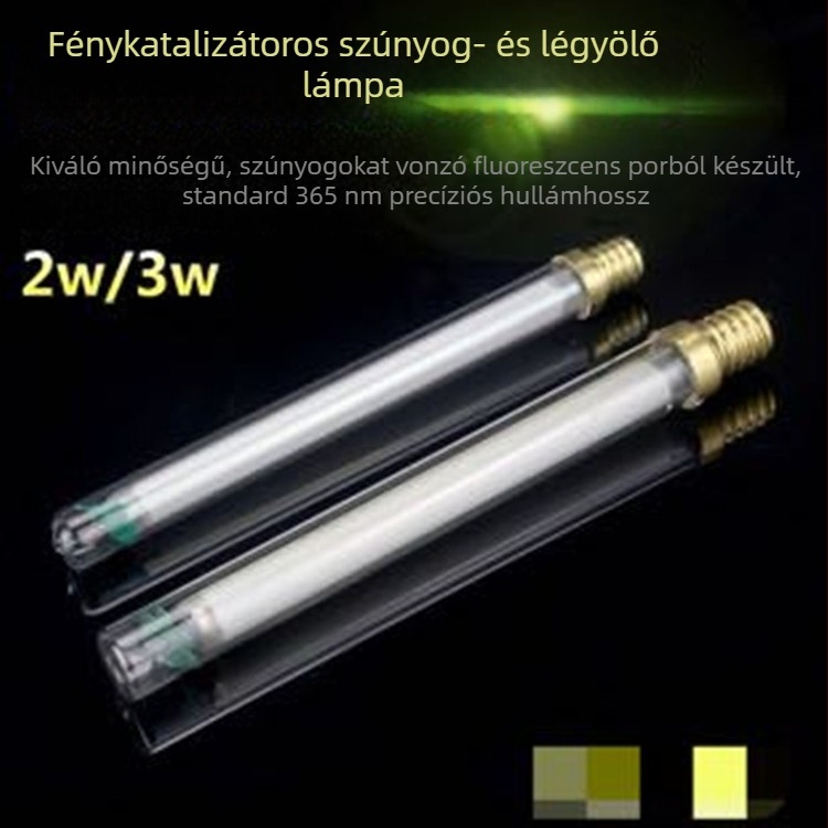 Üvegből készült szúnyogölő cső UV fénnyel, szúnyogcsapda, 2W–3W