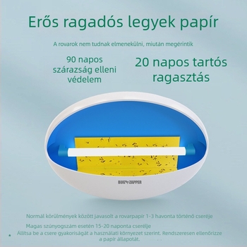 Ragasztós szúnyogriasztó lámpa LED fényhullámmal, 31–40 m²-es területre, közvetlen hálózati tápegység, ABS ház, nem toxikus