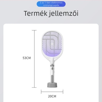 Beépített 501-800 mAh akkumulátorral rendelkező elektromos szúnyogirtó lámpa, UV fény, 2 az 1-ben kézi/állványos, ideális 10 m²-ig