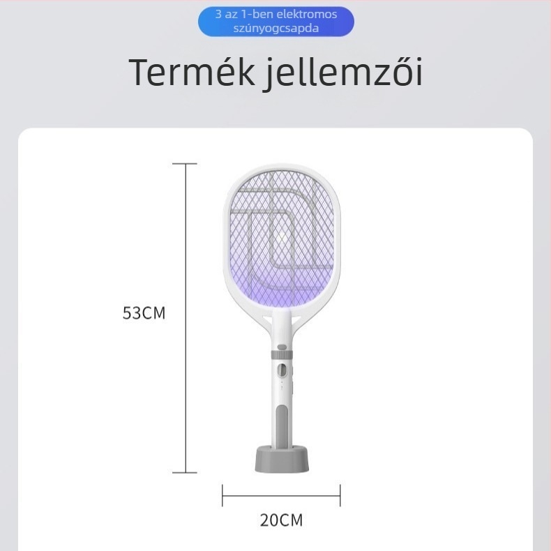 Beépített 501-800 mAh akkumulátorral rendelkező elektromos szúnyogirtó lámpa, UV fény, 2 az 1-ben kézi/állványos, ideális 10 m²-ig