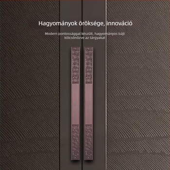 Ajtókilincs alumínium ötvözetből, üreges antik gravírozás, új kínai stílus, hotelszállodai üvegajtókhoz, modell Jh-d045, középső panelre szerelés, rud alakú forma, furatok közti távolság állítható