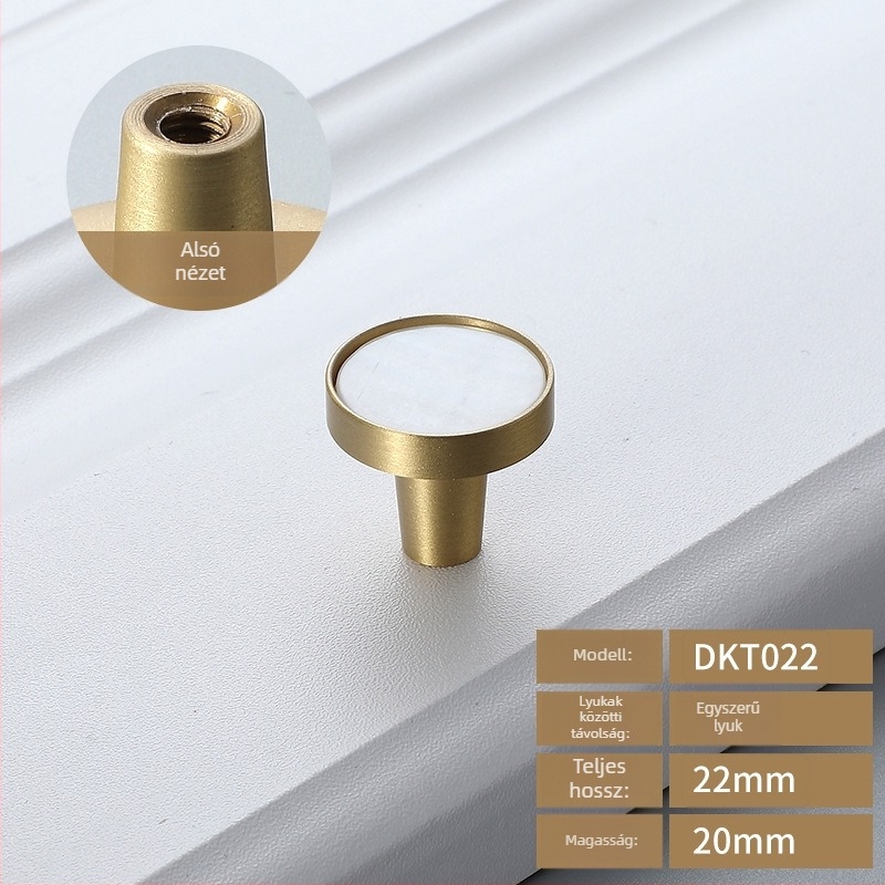 Szekrény- és ruhásszekrény ajtó fogantyú – sárgaréz, egylyukú kivitel, modell bk5565, INSTIME, skandináv modern minimalist dizájn