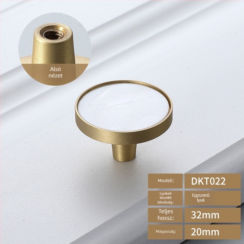 Szekrény- és ruhásszekrény ajtó fogantyú – sárgaréz, egylyukú kivitel, modell bk5565, INSTIME, skandináv modern minimalist dizájn