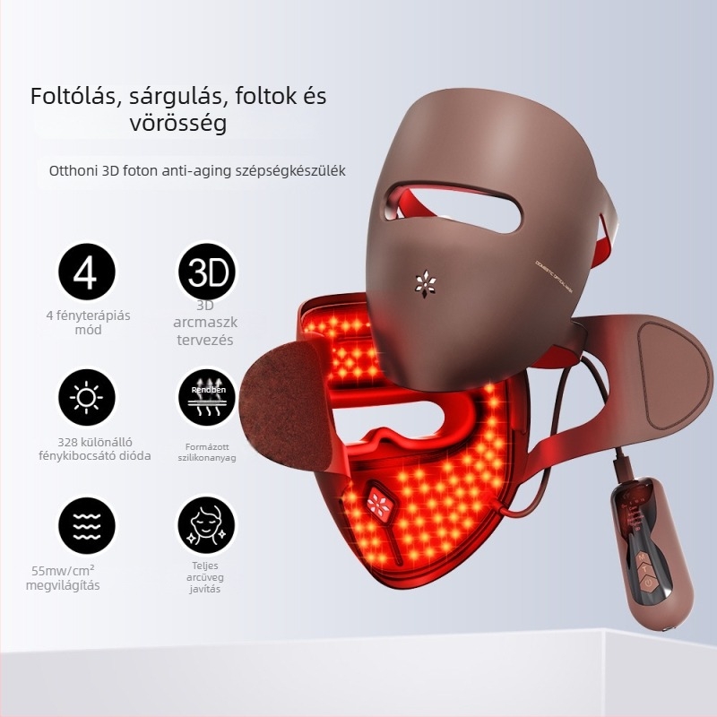 Fotons szépségkészülék – LED arcmaszk otthoni használatra, arcbőr megújítása, ráncok csökkentése, akné és pigmentfoltok elleni kezelés, bőr ragyogása, modell V-F239pro, újratölthető, négy beállítás