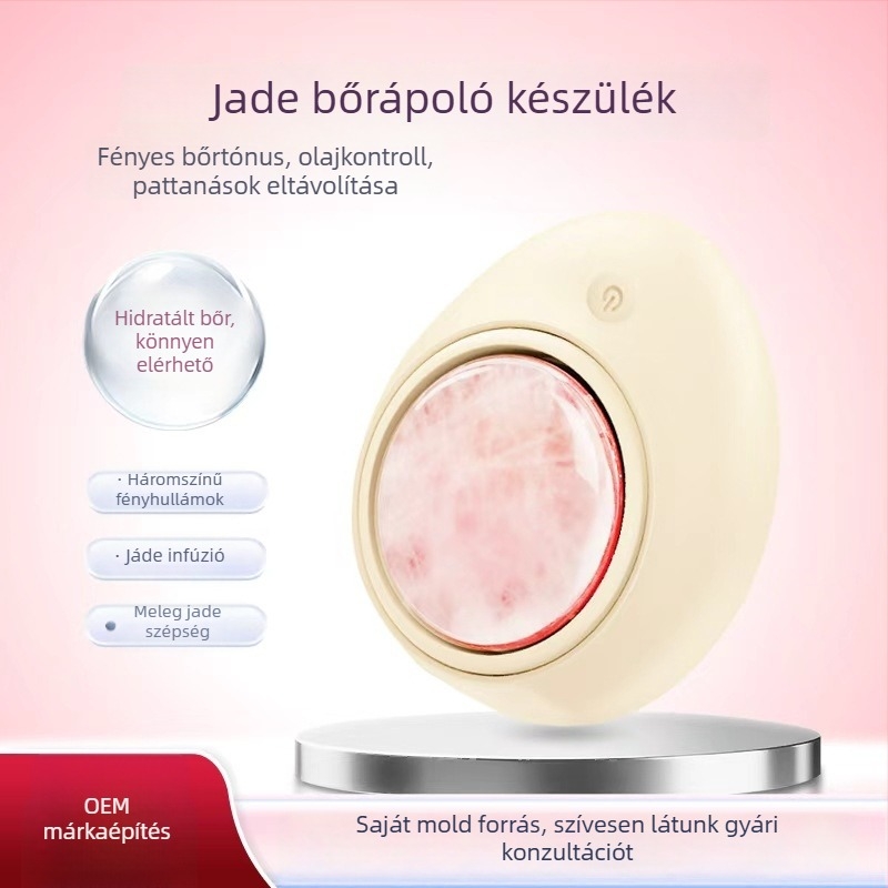 Melegedő jade arcmasszírozó mikroárammal és LED fényterápiával otthoni használatra, hordozható, IPX-6 vízálló, hálózati áramellátás