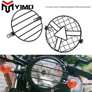 Fém fényszórófedél motorkerékpárhoz, univerzális illeszkedés, rácsos védő, védelmi szint A