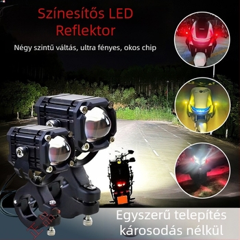Motorkerékpár fényszóró Démon Szem effektussal, rendkívül fényes, távoli és közel irányú fénysugár, LED módosítás, villogó üzemmód