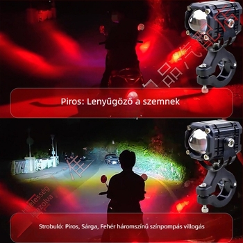 Motorkerékpár fényszóró Démon Szem effektussal, rendkívül fényes, távoli és közel irányú fénysugár, LED módosítás, villogó üzemmód