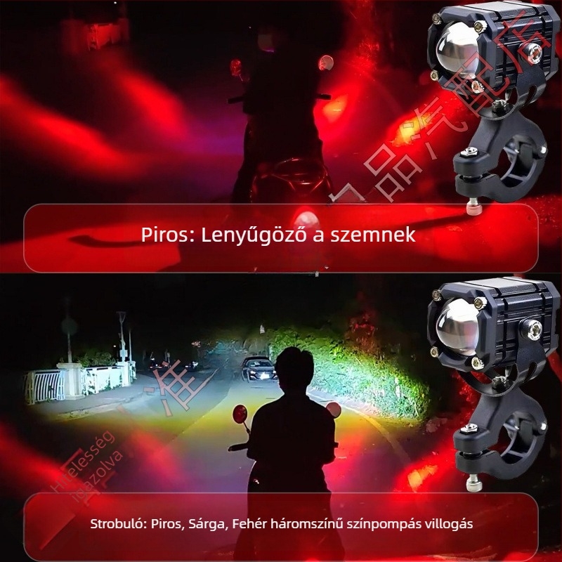 Motorkerékpár fényszóró Démon Szem effektussal, rendkívül fényes, távoli és közel irányú fénysugár, LED módosítás, villogó üzemmód