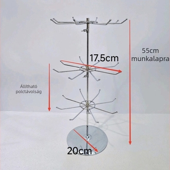 Háromszintes forgó ékszerkijelző állvány kör alapú