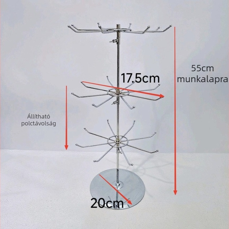 Háromszintes forgó ékszerkijelző állvány kör alapú