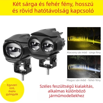 Motorkerékpár spotlámpa kettős lencsével, LED 20W, 12-80V, 3000-4000 lm, IP68