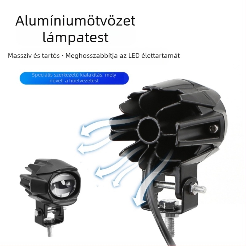 Motorkerékpár spotlámpa kettős lencsével, LED 20W, 12-80V, 3000-4000 lm, IP68