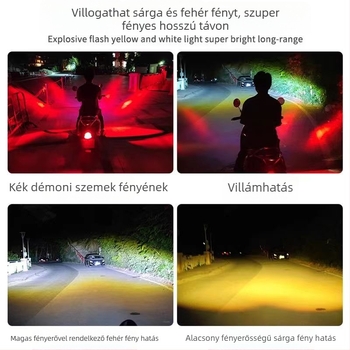 Demon Eye motorkerékpár spotlámpa LED-es, lézer lencsével, IP67 vízálló, 6000 lm, 30 W, 9-80 V