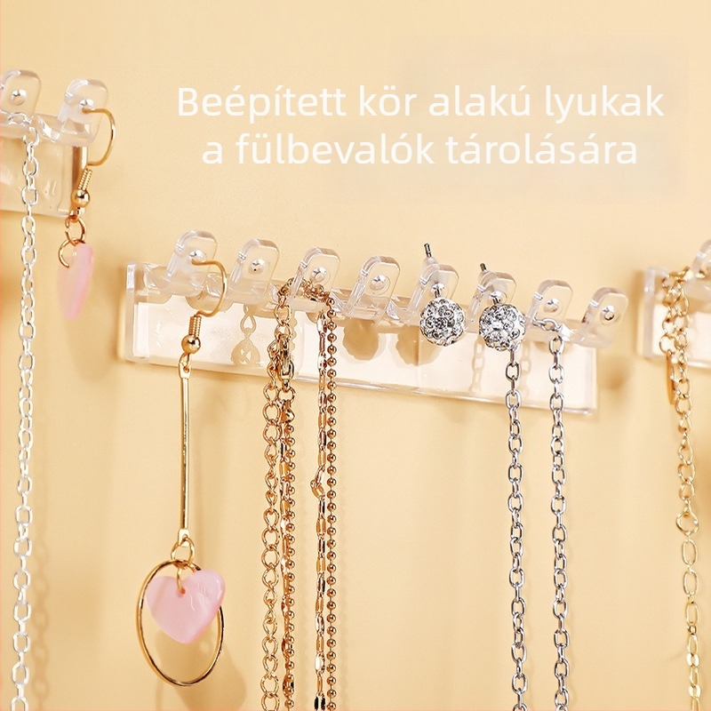 Mini falra szerelhető ékszertartó 8 lyukkal, fülbevaló és nyaklánc tároló, PS anyag, többfunkciós, hordozható, 3 darabos készlet