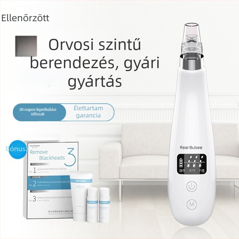 Realbubee Hordozható elektromos fekete mitesszer eltávolító készülék – akné eltávolítása és mély poreltávolítás otthoni használatra