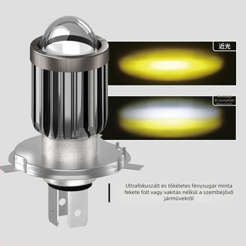 Motorkerékpár LED-fényszóró fish-eye lencsével, H4–H6, távoli és közeli fény