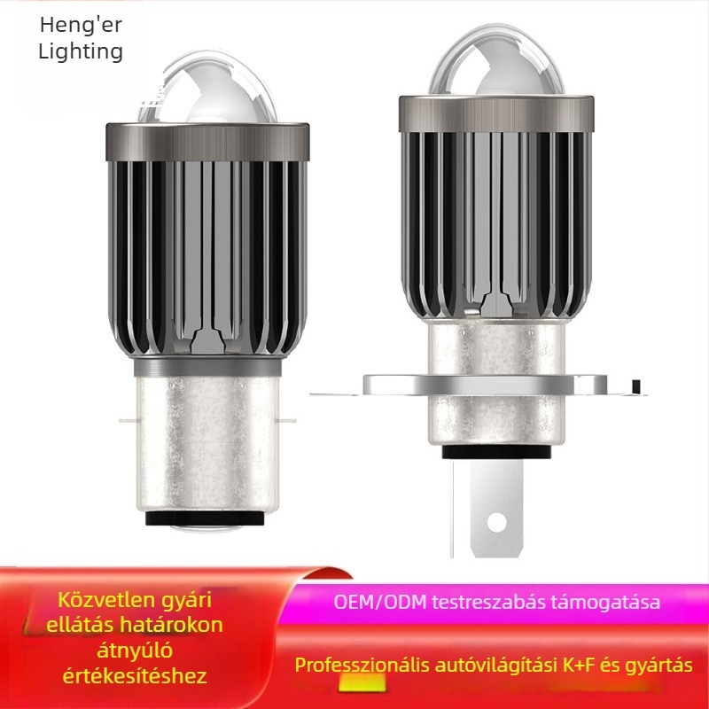 Motorkerékpár LED-fényszóró fish-eye lencsével, H4–H6, távoli és közeli fény