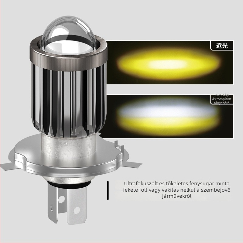 Motorkerékpár LED-fényszóró fish-eye lencsével, H4–H6, távoli és közeli fény