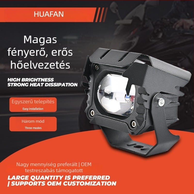 Motorkerékpár LED reflektor lencsével – alumínium ház, 30W, 9–80V, IP67, 3000lm