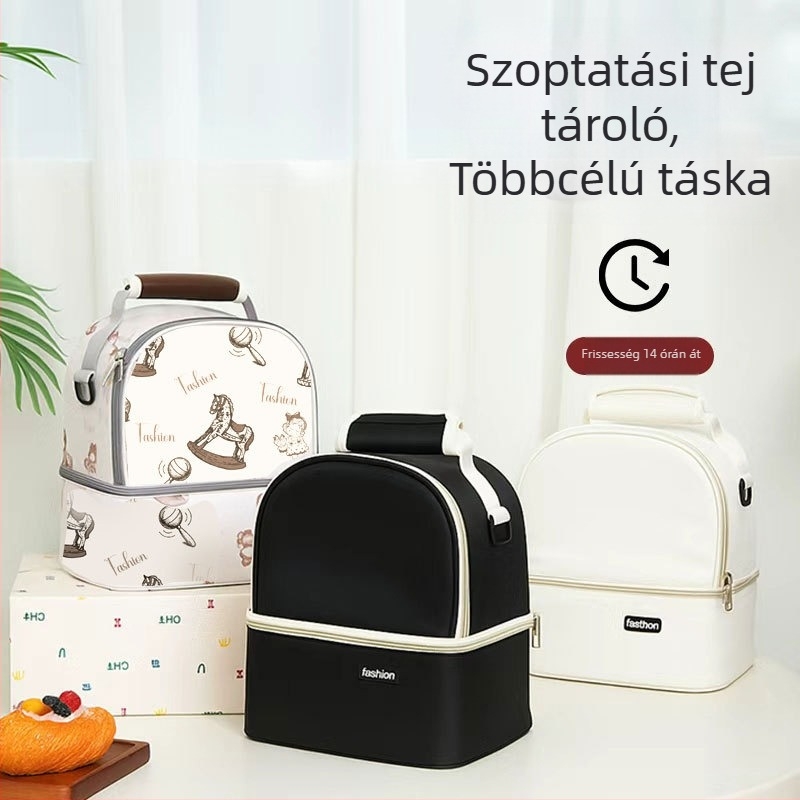 Dupla rétegű anyatej tároló táska hűtéssel, hordozható anyuka-baba hátizsákkal, Oxford anyag, poliészter bélés